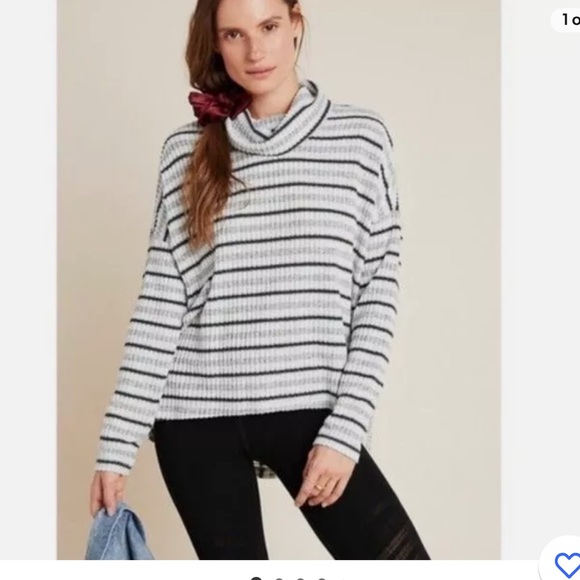 Anthropologie Saturday Sunday Sweater Stripe Pippa Hacci Turtleneck - Picture 3 of 5